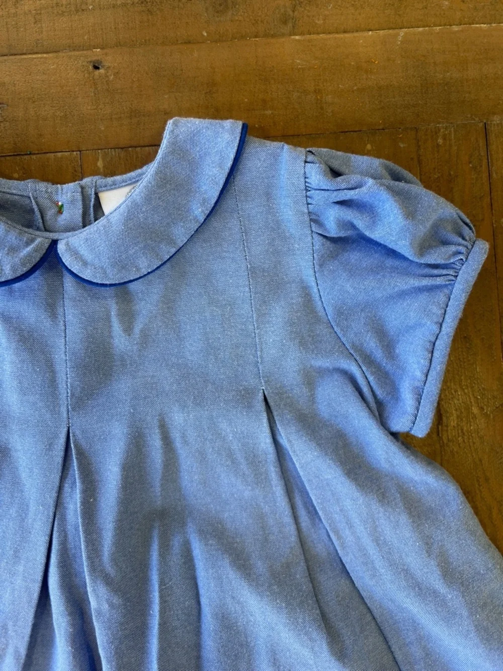 The proper peony chambray colorblock duck embroidered dress girls 3T